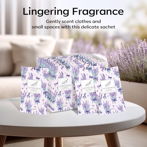 MYARO 20 Pack Lavender Scented Sachets - Drawer & Closet Air Freshener Bags, Natural Odor Eliminator for Car, Home, Bedroom, Office & Travel - color: Lavender Fresh