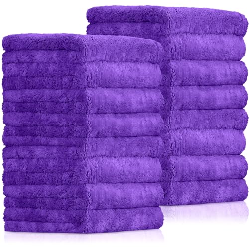 Tallew 15 Pcs 15 Pcs Car Microfiber Towels Buffing Drying Wash Cleaning Cloths Plush Large Towels Thick Care Polishing Detailing Waxing Scratch Proof Towel, 15.75 x 15.75 Inch (Purple) - color: Purple