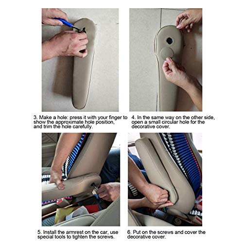 2Pcs Car Seat Armrest Handle Cover, Microfiber Leather Seat Armrest Car Interior Accessory Fit for CRV 2010-2017(Beige) - color: Beige