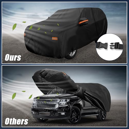 X AUTOHAUX Car Cover for Chevrolet Tahoe 4 Door 2007-2020 Aluminum Film Outdoor Waterproof Sun Rain Snow Hail Protection with Driver Door Zipper - size: for Chevrolet Tahoe 4 Door 2007-2020