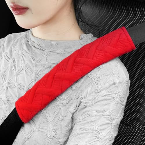 JUSTTOP 2-Pack Universal Car Seat Belt Pads Cover for A More Comfortable Driving, Seat Belt Shoulder Strap Covers Harness Pad for Car Interior Accessories(Red) - color: red