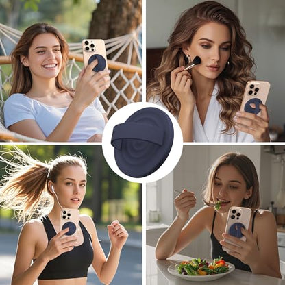 Magnetic Phone Grip Ring Holder, Liquid Silicone Magnet Cell Phone Grip Finger Loop, Compatible with Magsafe, Back of Phone for iPhone 17/16/15/14/13/12 Series, Midnight Blue - color: Midnight Blue