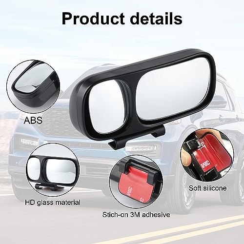 LivTee Blind Spot Mirror, Double Adjustable Mounted Blindspot Mirror HD Glass Wide Angle View, Side Rearview Mirror Universal, Right - size: Double-Right
