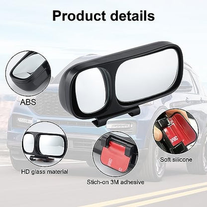 LivTee Blind Spot Mirror, Double Adjustable Mounted Blindspot Mirror HD Glass Wide Angle View, Side Rearview Mirror Universal, Right - size: Double-Right