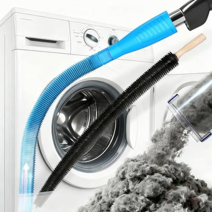 Dryer Vent Cleaner Kit - Universal Vacuum Hose Attachment & Lint Brush, Effectively Clean Clogged Dryer Ducts, Fit Most Vacuums for Dryer, Refrigerator Coils & Behind Appliances