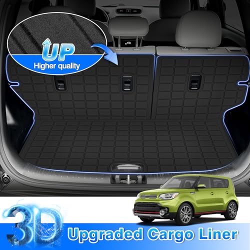 Soul Floor Mats - Car Mats for KIA Soul 2014-2019 (Not fit Hybrid), All Weather Floor Mats and Cargo Liner for Soul Accessories, Heavy Duty Rubber Mats, Car Accessories - size: 3)Kia Soul【14-19】Full set