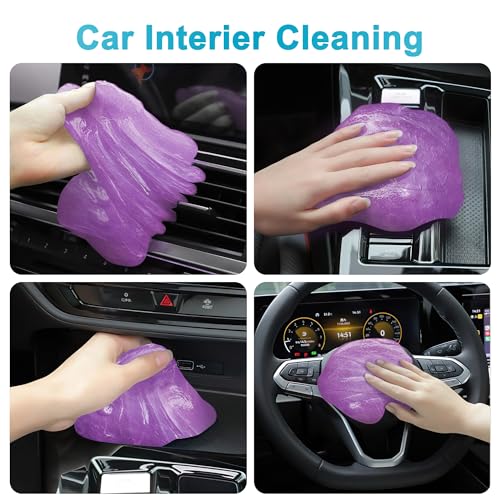 FiveJoy Car Cleaning Gel Kit - Universal Car Detailing Putty for Car Interior - Reusable Goop Cleaner Supplies Auto Slime for Home, Office, Keyboard, Computer 2Pack Purple