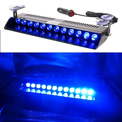 Blue Led Strobe Flash Light Emergency Warning 12-Led Sucker Dashboard Interior Roof Windshield Dash Safe Caution Hazard Light with Suction Cups for Vehicle Boat SUV Firemen Fog DC 12V - color: Blue