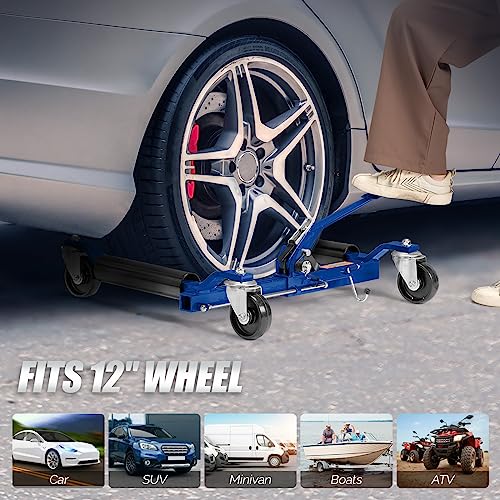 TUFFIOM Car Wheel Dolly Set of 4, Heavy Duty 6000 Lbs Capacity Vehicle Positioning Jack, Anti-Slip Foot Pedal&360° Swivel Casters for SUV Truck Boat Repair Moving,Black-Blue - color: Black-blue