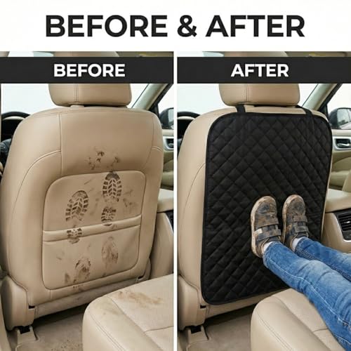 SAVUK 2 Pack Car Back Seat Cover and Organizer Protector from Dirt Scratches Mud Universal Fit All Automotive Model Vehicle Type Waterproof Durable Preventing the Impact of Children Step Kick 17"x25"