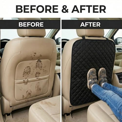 SAVUK 2 Pack Car Back Seat Cover and Organizer Protector from Dirt Scratches Mud Universal Fit All Automotive Model Vehicle Type Waterproof Durable Preventing the Impact of Children Step Kick 17"x25"
