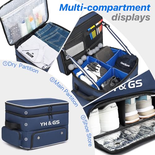 Golf Trunk Organizer, 3 Layer Golf Accessories for Men, 2 Pair Shoes Separate Ventilated Compartment Golf Organizer for Car, Balls, Clothes, Gloves, Accessories Golf Gifts