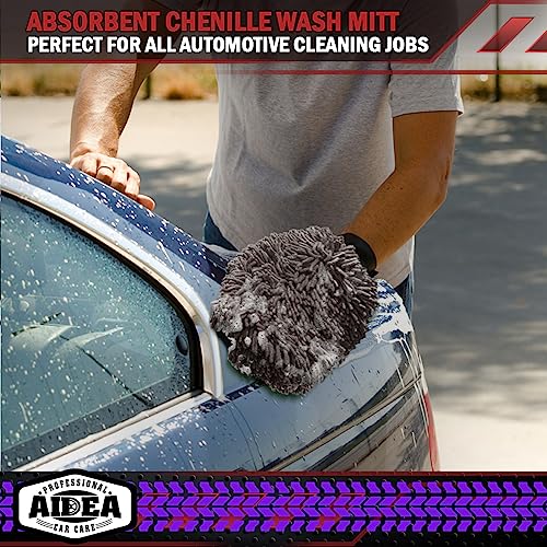 AIDEA Car Wash Mitt Microfiber-2Pack, Scratch-Free& Lint-Free, Premium Chenille Microfiber Wash Mitt-Grey Regular Size (7.12''X10.14'') - color: Grey, size: 2PK