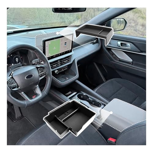 SXCY 2PCS for 2025 2026 Ford Explorer Screen Back Tray + Center Console Organizer for Ford Explorer 2025 2026 Accessories for 2025 2026 Ford Explorer Dashboard Organizer 26 Explorer Accessories(Black) - color: 25 26 Explorer Armrest Tray(Black Mats)+Dash