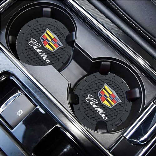 Car Cup Holder Coaster for Cadillac Recessed Silicone Cupholder Coaster Interior Accessories 2.75in 2Pack - color: Black-01