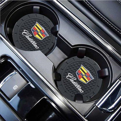 Car Cup Holder Coaster for Cadillac Recessed Silicone Cupholder Coaster Interior Accessories 2.75in 2Pack - color: Black-01