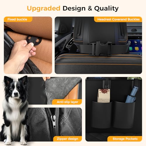 Dog Car Seat Cover for Back Seat,100% Waterproof Scratch Proof Nonslip Seat Cover,600D Heavy Duty Scratch Soft Dog Hammock for Car for Cars Trucks and SUVs（allblack