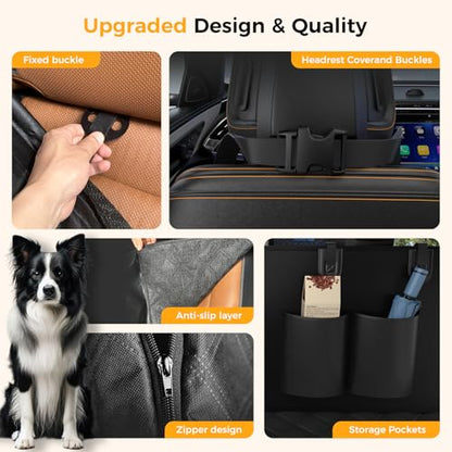 Dog Car Seat Cover for Back Seat,100% Waterproof Scratch Proof Nonslip Seat Cover,600D Heavy Duty Scratch Soft Dog Hammock for Car for Cars Trucks and SUVs（allblack