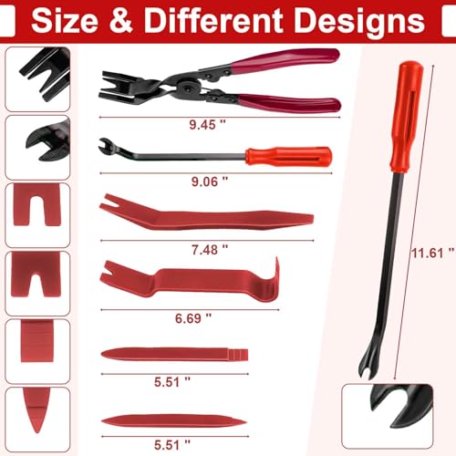 BFXM 7PCS Auto Trim Removal Tool kit, Car Clip Pry Tools Kit No Scratch Plastic, Fasteners Remover Tool Kit, Automotive Interior Fastener Puller Remover Body Repair Set for Car (Red) - color: Red * 7PCS