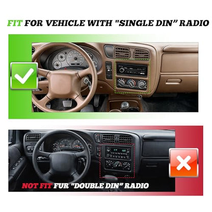 KUAFU Dash Trim Bezel Compatible with 1998-2004 Chevy Chevrolet S10 Blazer GMC Jimmy Paint ABS Plastic Beige Fit Single Din Radio - color: Beige