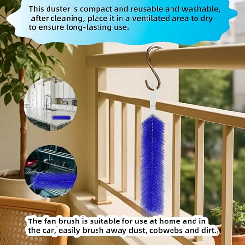 Fan Cleaning Brush, Bendable Fans Duster Fan Cleaner for Your Electric Fans Reusable Dust Cleaner Microfiber Head Dusting Brush for Air Conditioning, Home Car Vents, Curtain, Shutters 2 Pcs Blue - color: Blue