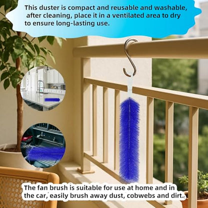 Fan Cleaning Brush, Bendable Fans Duster Fan Cleaner for Your Electric Fans Reusable Dust Cleaner Microfiber Head Dusting Brush for Air Conditioning, Home Car Vents, Curtain, Shutters 2 Pcs Blue - color: Blue
