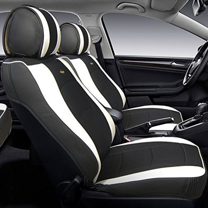 FH Group Car Seat Cover Cushion - 2 Pack Seat Covers for Cars Trucks SUV, Faux Leather Car Seat Cushions, Waterproof Car Seat Cover Cushion, Universal Fit Car Seat protector Front Set White - color: White, style: Front Set