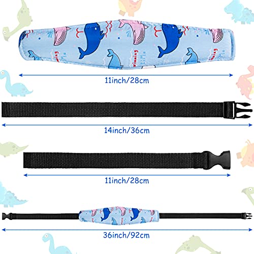 HESTYA 2 Pcs Carseat Head Support Toddler, Stroller Seat Headrest for Sleeping Traveling, Neck Relief Headband Strap for Kids Children Toddler Infant(Dinosaur and Dolphin) - color: Dinosaur and Dolphin