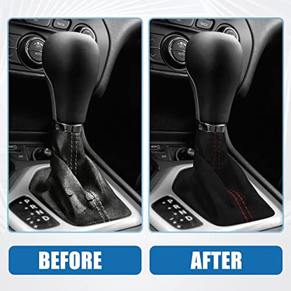 Car Shift Boot Cover Universal Gear Shift Knob Boot Dust Cover Suede Black with Red Line - color: Red