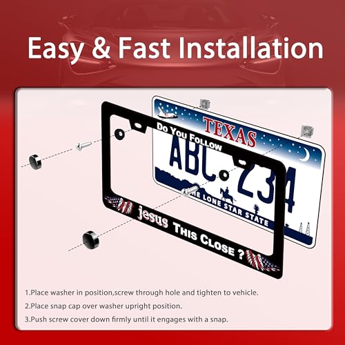 Do You Follow Jesus This Close License Plate Frame Christian License Plate Funny Auto Accessory Bracket Stainless Steel License Plate Frames 6.3 x12.3 Inch - color: Do You Follow Jesus This Close