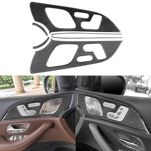 NVCNX Carbon Fiber Accessories for Mercedes Benz GLE 350 450 450e 580 53 63 S AMG/GLS 450 580 63 AMG 2020-2025 2026 Front Door Panel Cover Interior Trim 6PCs Passenger Side with Seat Memory Button - color: Front Door Panel - Passenger Side with Seat Memor