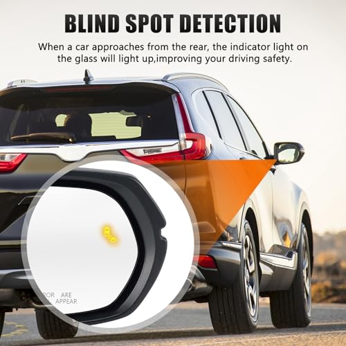 Mirror Glass Compatible with CRV 2017 2018 2019 2020 2021 2022, Right Passenger Side Rear View Convex Mirror Glass with Blind Spot Detection System, Heated, Backing Plate and Mounting Bracket - size: Passenger Side