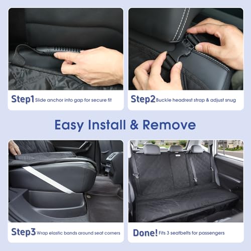 ALLANSING Upgraded 900D Heavy Duty Dog Back Bench Seat Cover, Car Seat Protector, 3 Seatbelts & Armrest Compatible, Waterproof Nonslip Pet Backseat Cover for Dogs & Kids, Fits Large SUVs & Trucks - size: Large-56"W