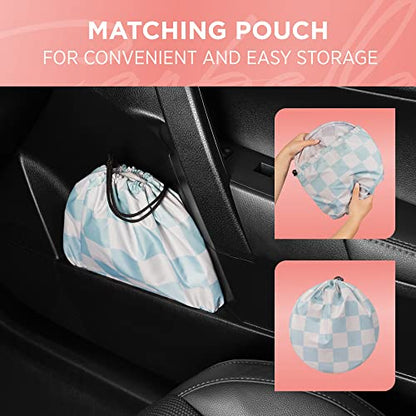 BDK Checker Gradient Car Window Sun Shade Auto Shade for Windshield Visor, Block UV Reflect Heat to Keep Your Car SUV Truck Cool Jumbo 64"x32"