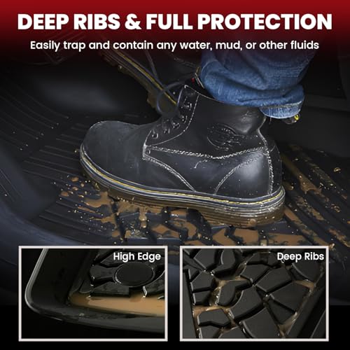 LASFIT Floor Mats for Jeep Renegade 2015-2023 All Weather TPE Custom Fit Car Mats Floor Liners 1st & 2nd Row, Black - style: Renegade 2015-2023 Floor Mats
