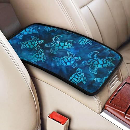 Watercolor Blue Sea Turtle Auto Center Console Cover Universal Car Armrest Pad Waterproof Women Men Automotive Interior Accessories for Most Vehicle SUV - color: Watercolor Blue Sea Turtle