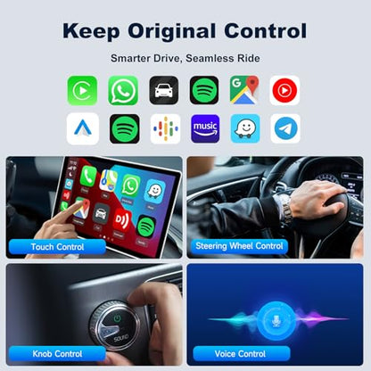 Carlinkit Mini Ultra Wireless CarPlay & Android Auto Adapter, Convert Factory Wired to Wireless, USB-A/USB-C Fast Connection for iPhone & Android 11+, Plug & Play Car Play Dongle, OTA Upgrade