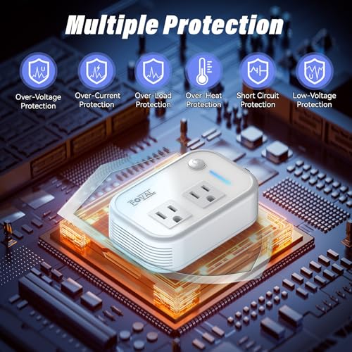 200W Car Power Inverter, FOVAL 12V DC to 110V AC Car Inverte with 4 USB Ports Car Outlet Adapter, Power Inverter for Vehicles, Car Plug Adapter Outlet for Laptop Computer Charger (White) - color: White