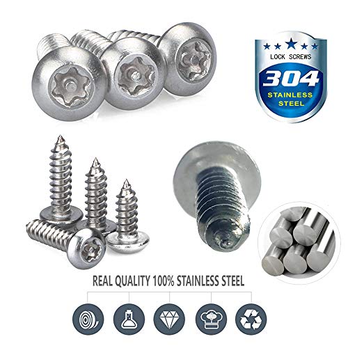 Aootf Anti Theft License Plate Screws - Stainless Steel Tamper Resistant Car Tag Frame Fasteners | Security Tapping Screws | Qty 8 - size: Black Self-tapping Screws - 8 Count