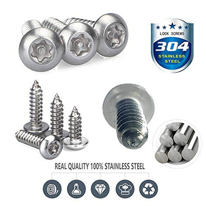 Aootf Anti Theft License Plate Screws - Stainless Steel Tamper Resistant Car Tag Frame Fasteners | Security Tapping Screws | Qty 8 - size: Black Self-tapping Screws - 8 Count