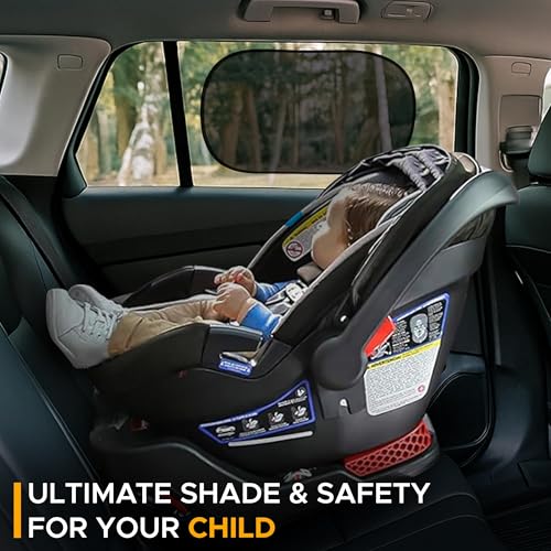 EcoNour Car Window Shades for Baby (4 Pack) | Protects Baby from Window Sun & Heat | Sun Shade Side Windows for Kids | Automotive Sun Protection from UV | Child Safety Accessories | Medium - 20"x12" - size: Medium - 4 Pack