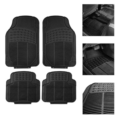 FH Group Automotive Floor Mats - Heavy-Duty Rubber, Universal Fit Full Set, ClimaProof, Trimmable For Most Cars, Sedan, SUV, Truck, Black - color: Black, style: Full Set 4 PCS