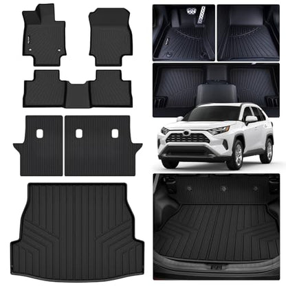 Floor Mats for 2019-2025 Toyota RAV4 (Include Hybrid), TPE All Weather Full Coverage Car Mats Floor Liner & Trunk Mat & Backrest Mat for Toyota RAV4 - size: 2019-2025 Toyota RAV4 Full Mats