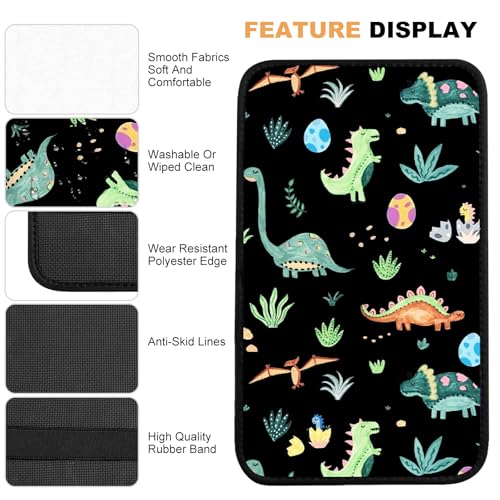Car Armrest Box Pad,Cute Dinosaur Car Armrest Pad Car Armrest Cover Protector for Most Vehicle, SUV, Truck, Car - color: Cute Dinosaur