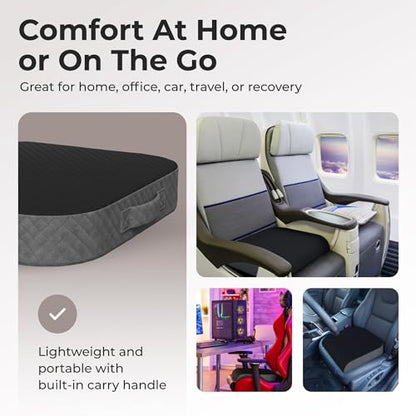 Kölbs Extra Large Seat Cushion, Stylish Plush Velvet Cover, X-Large Memory Foam for Office Chair, Floor Pillow, Cushion Back Pain Coccyx Pain Relief, Carry Handle (Extra Large) - size: X-Large