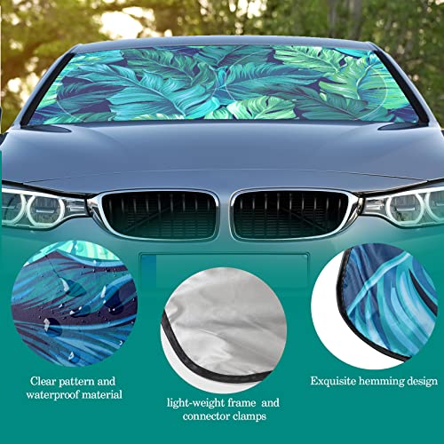 Windshield Sun Shade Foldable Car Front Window Covers for Car Accessories Sun Heat UV Rays Visor Protector Protection for Universal Cars SUV Truck(Leaf) - style: Leaf
