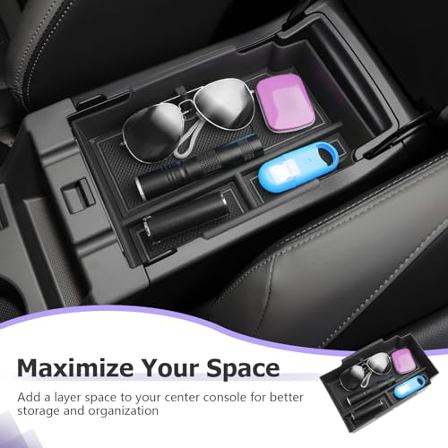 LUWU Center Console Organizer Compatible with Subaru Crosstrek & Impreza 2024-2026 Accessories Armrest Console Secondary Storage Box Insert Tray ABS Material with Coin Holder Black - color: Crosstrek/Impreza 2023-2026 Black