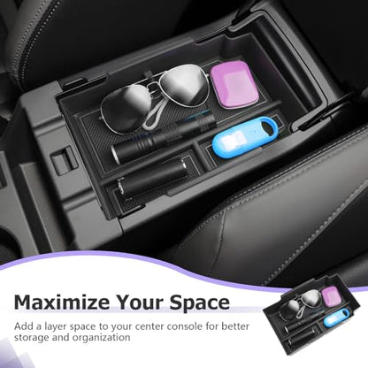 LUWU Center Console Organizer Compatible with Subaru Crosstrek & Impreza 2024-2026 Accessories Armrest Console Secondary Storage Box Insert Tray ABS Material with Coin Holder Black - color: Crosstrek/Impreza 2023-2026 Black