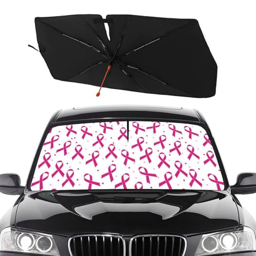 Socira Breast Cancer Car Windshield Sunshade Umbrella Foldable Umbrella Sun Shade Windshield Cover Sunshade Car Accessories Blocks Uv Rays Keeps Cool (57" X 30") - color: Color-0705, size: 57X31 Inch