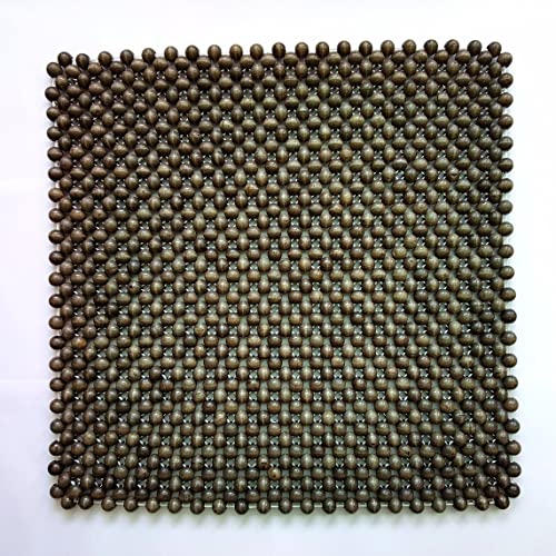 Natural Wood Beaded Seat Cover Pad Mat Comfy Cool Summer Massage Seat Cushion (Square Large) for Truck,RV,Pickup,Big Office Chair only - size: All-Purpose XL (21.65" Square)